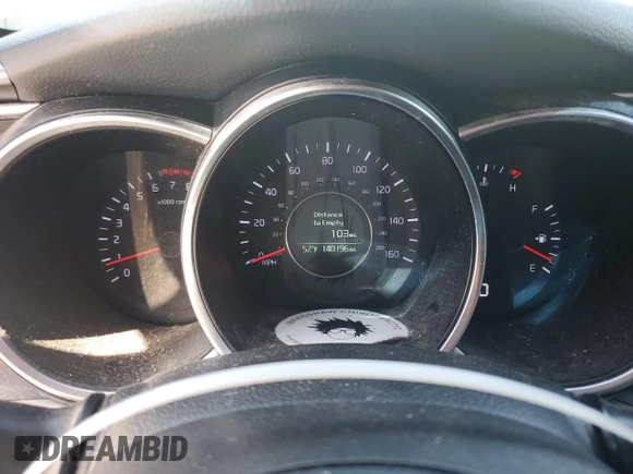 2014 Kia Optima LX with VIN 5XXGM4A75EG299240, listed as a Copart auction lot 52168545 with 140,196 mi miles and Salvage Title. Bid and sale history available at carsss.com. Image 9.