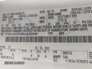 2013 Ford Escape SE с VIN 1FMCU0GX3DUA30530, выставлен на аукционе IAAI как лот 40820332 с пробегом 157 350 миль миль и . История ставок и продаж доступна на DreamBid. Изображение 9.