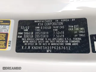 2023 Kia Carnival SX Prestige with VIN KNDNE5H31P6267612, listed as a IAAI auction lot 41277344 with 38,731 mi miles. Bid and sale history available at carsss.com. Image 9.