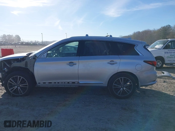 2019 Infiniti QX60 Luxe with VIN 5N1DL0MN8KC555323, listed as a IAAI auction lot 41824366 with 83,596 mi miles and . Bid and sale history available at DreamBid. Image 15.
