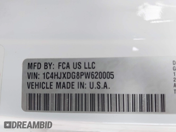 2023 Jeep Wrangler Sport S with VIN 1C4HJXDG8PW620005, listed as a IAAI auction lot 42117455 with 25,725 mi miles and . Bid and sale history available at DreamBid. Image 9.
