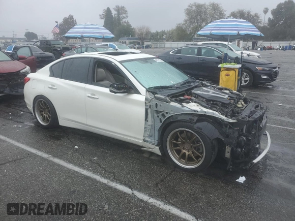 2017 Infiniti Q50 Sport with VIN JN1EV7AP5HM743157, listed as a Copart auction lot 45171125 with 69,641 mi miles and Salvage title. Bid and sale history available at DreamBid. Image 4.