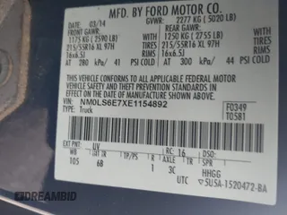 2014 Ford Transit Connect XL with VIN NM0LS6E7XE1154892, listed as a IAAI auction lot 42279846 with 260,764 mi miles and . Bid and sale history available at DreamBid. Image 9.