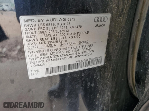 2012 Audi Q7 S line z VIN WA1DGAFE2CD008825, wystawiony jako Copart lot #58565735 z przebiegiem 127 497 mil mil oraz Czysty tytuł • Clean title. Historia ofert i sprzedaży dostępna na DreamBid. Obrazek 13.