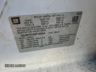 2017 Chevrolet Silverado 3500HD Work Truck with VIN 1GC4KYCY0HF198664, listed as a Copart auction lot 84520084 with 190,076 mi miles and Salvage Title. Bid and sale history available at DreamBid. Image 12.