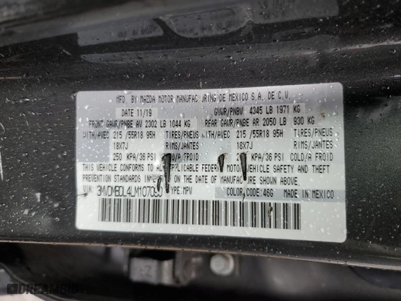 2020 Mazda CX-30 Preferred Package with VIN 3MVDMBDL4LM107090, listed as a Copart auction lot 53789765 with 33,704 mi miles and Salvage Title. Bid and sale history available at carsss.com. Image 13.