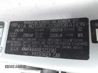 2014 Kia Forte LX with VIN KNAFK4A6XE5252182, listed as a IAAI auction lot 41809127 with 1 mi miles. Bid and sale history available at carsss.com. Image 9.