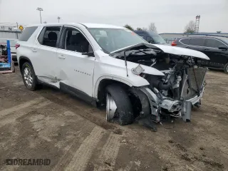 2021 Chevrolet Traverse LS with VIN 1GNEVFKWXMJ163130, listed as a Copart auction lot 44857155 with 0 mi miles and Salvage Title. Bid and sale history available at carsss.com. Image 4.