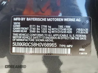 2017 BMW X5 xDrive35i z VIN 5UXKR0C58H0V68965, wystawiony jako Copart lot #45526395 z przebiegiem 91 829 mil mil oraz Szkoda całkowita • Salvage title. Historia ofert i sprzedaży dostępna na DreamBid. Obrazek 16.
