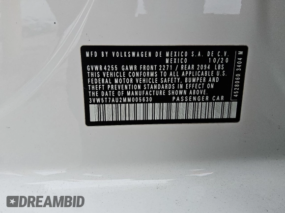 2021 Volkswagen GTI S z VIN 3VW5T7AU2MM005630, wystawiony jako Copart lot #54942425 z przebiegiem 37 088 mil mil oraz Czysty tytuł • Clean title. Historia ofert i sprzedaży dostępna na DreamBid. Obrazek 12.