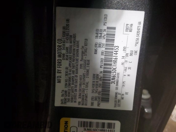 2017 Lincoln MKZ Select с VIN 3LN6L5DC1HR614453, выставлен на аукционе Copart как лот 85330524 с пробегом Не указан миль и Списание • Salvage title. История ставок и продаж доступна на DreamBid. Изображение 13.