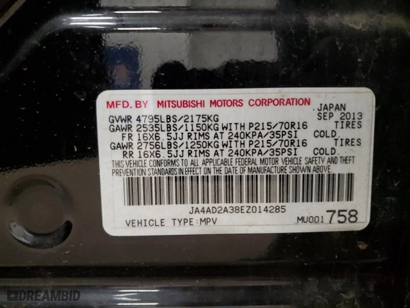 2014 Mitsubishi Outlander ES with VIN JA4AD2A38EZ014285, listed as a Copart auction lot 49004495 with 164,019 mi miles and Salvage Title. Bid and sale history available at carsss.com. Image 16.