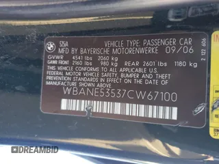 2007 BMW 5 Series 525i with VIN WBANE53537CW67100, listed as a Copart auction lot 45993465 with 145,939 mi miles and Salvage Title. Bid and sale history available at carsss.com. Image 14.