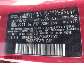 2023 Hyundai Elantra SEL z VIN KMHLM4AG3PU483700, wystawiony jako IAAI lot #42180524 z przebiegiem 9845 mil mil oraz . Historia ofert i sprzedaży dostępna na DreamBid. Obrazek 9.
