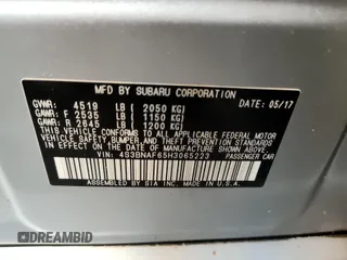 2017 Subaru Legacy Premium with VIN 4S3BNAF65H3065223, listed as a IAAI auction lot 42801701 with 86,439 mi miles and . Bid and sale history available at DreamBid. Image 21.