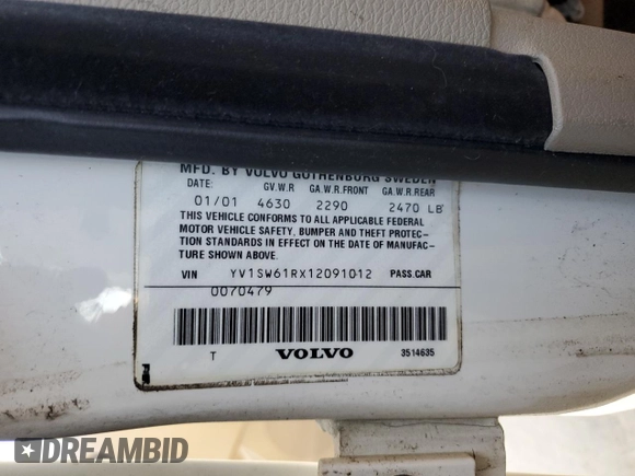 2001 Volvo V70 with VIN YV1SW61RX12091012, listed as a Copart auction lot 88299485 with 159,433 mi miles and Salvage Title. Bid and sale history available at carsss.com. Image 16.