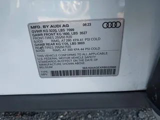 2024 Audi Q8 e-tron Premium Plus with VIN WA15AAGEXRB022996, listed as a IAAI auction lot 41206248 with 13,058 mi miles. Bid and sale history available at carsss.com. Image 9.