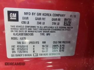 2016 Buick Encore with VIN KL4CJASB7GB624305, listed as a Copart auction lot 47380465 with 132,062 mi miles and Salvage Title. Bid and sale history available at DreamBid. Image 13.