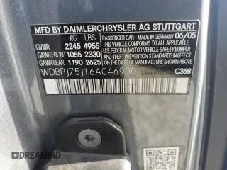 2006 Mercedes-Benz CL 5.0L with VIN WDBPJ75J16A046900, listed as a Copart auction lot 65745974 with Not Provided miles and Clean Title. Bid and sale history available at carsss.com. Image 12.