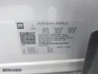 2021 Chevrolet Traverse LT Cloth with VIN 1GNERGKW7MJ257900, listed as a IAAI auction lot 41493360 with 47,412 mi miles. Bid and sale history available at carsss.com. Image 9.