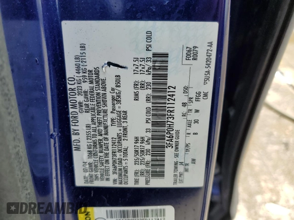2015 Ford Fusion SE with VIN 3FA6P0H73FR112412, listed as a Copart auction lot 55595795 with 168,746 mi miles and Non repairable. Bid and sale history available at DreamBid. Image 13.