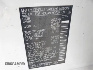 2017 Nissan Rogue SV with VIN KNMAT2MV9HP558445, listed as a IAAI auction lot 41637607 with 141,692 mi miles. Bid and sale history available at carsss.com. Image 9.