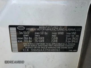 2022 Hyundai Santa Fe XRT z VIN 5NMS64AJ7NH480163, wystawiony jako Copart lot #46302545 z przebiegiem 92 685 mil mil oraz Szkoda całkowita • Salvage title. Historia ofert i sprzedaży dostępna na DreamBid. Obrazek 14.