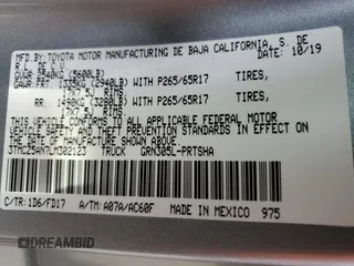 2020 Toyota Tacoma SR5 z VIN 3TMCZ5AN7LM302123, wystawiony jako Copart lot #57299805 z przebiegiem 43 244 mil mil oraz Szkoda całkowita • Salvage title. Historia ofert i sprzedaży dostępna na DreamBid. Obrazek 12.