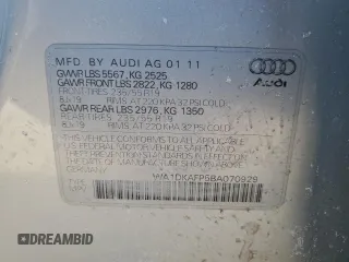 2011 Audi Q5 3.2L Premium Plus with VIN WA1DKAFP5BA070929, listed as a Copart auction lot 88092275 with 68,481 mi miles and Salvage Title. Bid and sale history available at carsss.com. Image 13.