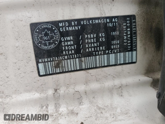 2012 Volkswagen GTI с VIN WVWHV7AJ6CW137871, выставлен на аукционе Copart как лот 52396575 с пробегом 246 663 миль миль и Списание • Salvage title. История ставок и продаж доступна на DreamBid. Изображение 12.