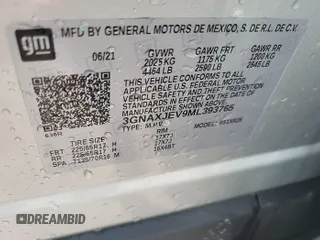 2021 Chevrolet Equinox LT z VIN 3GNAXJEV9ML393765, wystawiony jako IAAI lot #42561470 z przebiegiem 68 765 mil mil oraz . Historia ofert i sprzedaży dostępna na DreamBid. Obrazek 10.