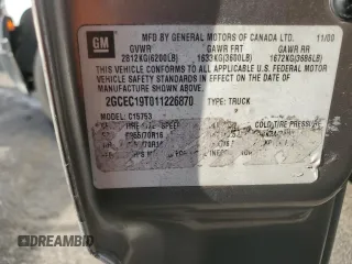 2001 Chevrolet Silverado 1500 LS with VIN 2GCEC19T011226870, listed as a Copart auction lot 85949824 with Not Provided miles and Salvage Title. Bid and sale history available at DreamBid. Image 12.