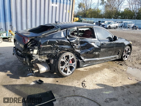 2020 Kia Stinger GT1 with VIN KNAE45LC1L6077634, listed as a Copart auction lot 76569584 with 22,359 mi miles and Salvage Title. Bid and sale history available at DreamBid. Image 3.