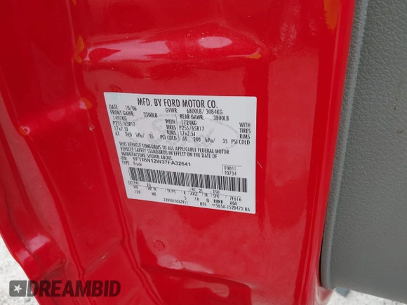 2007 Ford F-150 XLT z VIN 1FTRW12W37FA32641, wystawiony jako IAAI lot #41941410 z przebiegiem 187 180 mil mil oraz . Historia ofert i sprzedaży dostępna na DreamBid. Obrazek 9.