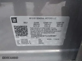 2018 Chevrolet Traverse LT Leather with VIN 1GNERHKW7JJ109487, listed as a IAAI auction lot 41583909 with 138,836 mi miles. Bid and sale history available at carsss.com. Image 9.