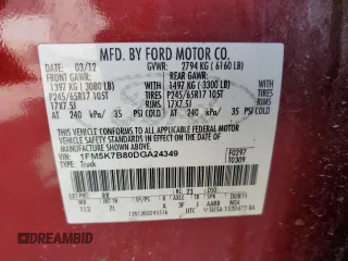 2013 Ford Explorer с VIN 1FM5K7B80DGA24349, выставлен на аукционе Copart как лот 54262825 с пробегом 134 638 миль миль и На запчасти • Non repairable. История ставок и продаж доступна на DreamBid. Изображение 13.
