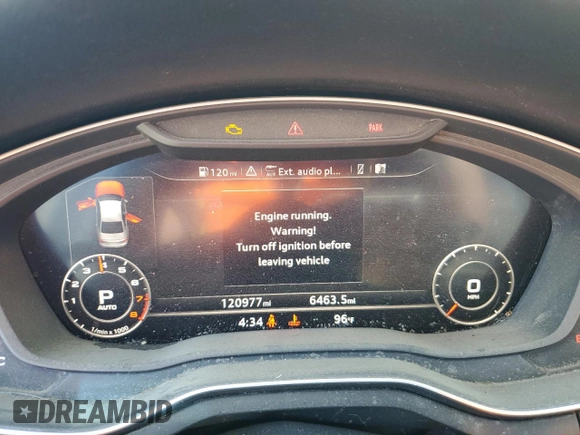 2017 Audi A4 Premium Plus with VIN WAUENAF48HN009340, listed as a Copart auction lot 54080165 with 120,977 mi miles and Salvage title. Bid and sale history available at DreamBid. Image 9.