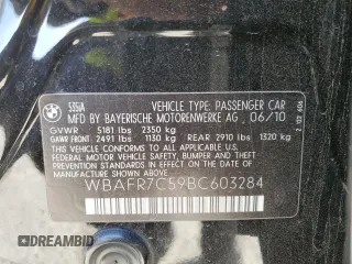2011 BMW 5 Series 535i with VIN WBAFR7C59BC603284, listed as a Copart auction lot 50640615 with 110,665 mi miles and Salvage Title. Bid and sale history available at carsss.com. Image 12.