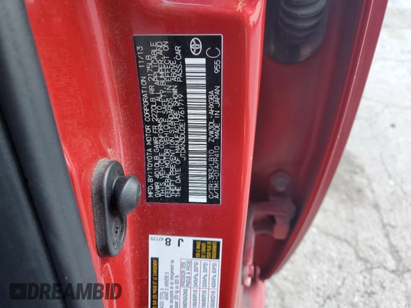 2014 Toyota Prius Four with VIN JTDKN3DU2E1761719, listed as a Copart auction lot 81494664 with 107,306 mi miles and Salvage Title. Bid and sale history available at DreamBid. Image 12.