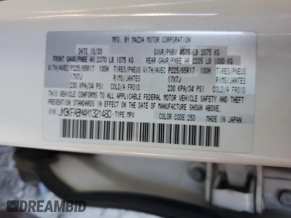 2021 Mazda CX-5 Sport with VIN JM3KFABM4M1321480, listed as a Copart auction lot 46187805 with 66,382 mi miles and Salvage Title. Bid and sale history available at carsss.com. Image 14.