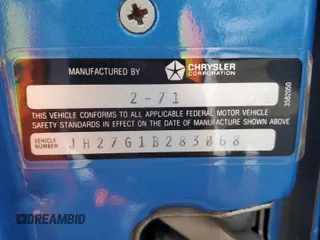 1971 Dodge Challenger с VIN JH27G1B283068, выставлен на аукционе Copart как лот 75908744 с пробегом 3 839 миль миль и Списание • Salvage title. История ставок и продаж доступна на DreamBid. Изображение 13.