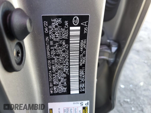 2022 Lexus UX 250h F Sport with VIN JTHE9JBH2N2062143, listed as a Copart auction lot 77345634 with 13,118 mi miles and Salvage Title. Bid and sale history available at DreamBid. Image 13.