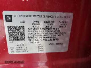 2020 GMC Terrain SLT z VIN 3GKALPEX6LL218675, wystawiony jako Copart lot #53661585 z przebiegiem 73 384 mil mil oraz Szkoda całkowita • Salvage title. Historia ofert i sprzedaży dostępna na DreamBid. Obrazek 13.