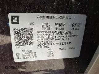 2021 GMC Acadia SLE with VIN 1GKKNKLS7MZ133735, listed as a IAAI auction lot 41065868 with 75,718 mi miles and . Bid and sale history available at DreamBid. Image 9.