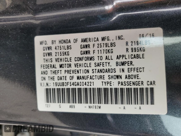 2016 Acura TLX Technology z VIN 19UUB3F54GA004221, wystawiony jako Copart lot #54885525 z przebiegiem 98 356 mil mil oraz Szkoda całkowita • Salvage title. Historia ofert i sprzedaży dostępna na DreamBid. Obrazek 12.