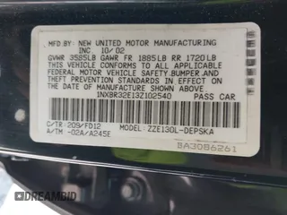 2003 Toyota Corolla CE with VIN 1NXBR32E13Z102540, listed as a IAAI auction lot 42111671 with 232,312 mi miles and . Bid and sale history available at DreamBid. Image 9.