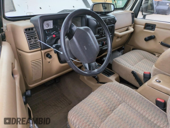 1999 Jeep Wrangler Sport with VIN 1J4FY19S2XP421162, listed as a Copart auction lot 57683835 with 152,636 mi miles and Salvage title. Bid and sale history available at DreamBid. Image 8.
