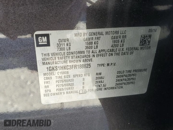 2015 GMC Yukon XL SLT with VIN 1GKS1HKC3FR188825, listed as a Copart auction lot 88904935 with 201,178 mi miles and Salvage Title. Bid and sale history available at carsss.com. Image 13.