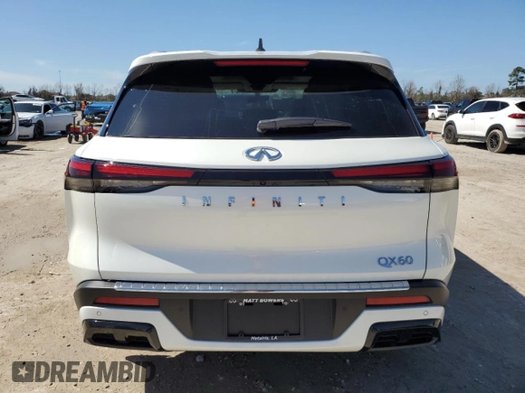 2024 Infiniti QX60 Luxe с VIN 5N1DL1FR6RC345884, выставлен на аукционе Copart как лот 45394685 с пробегом 7 497 миль миль и Списание • Salvage title. История ставок и продаж доступна на DreamBid. Изображение 6.