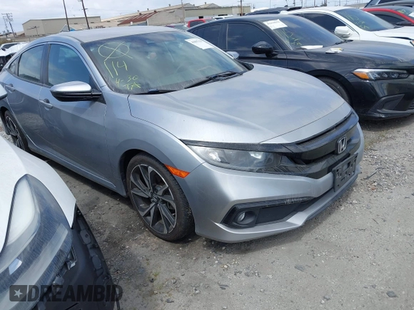 2019 Honda Civic Sedan Sport with VIN 19XFC2F85KE200828, listed as a IAAI auction lot 41807119 with 76,490 mi miles. Bid and sale history available at carsss.com. Image 1.